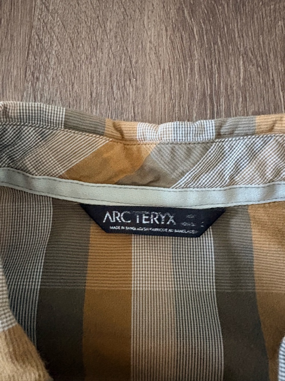 Arcteryx Peakline Hiking Camp Long Sleeve Brown Check Button Down Shirt Large - Picture 3 of 9
